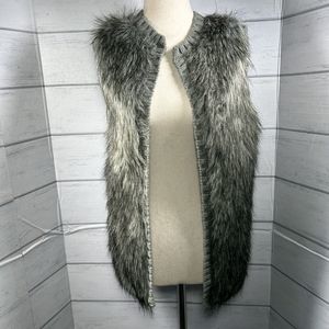 Red Camel Women's Faux Fur Vest Sweater Winter Magic Aztec Gray Size XS